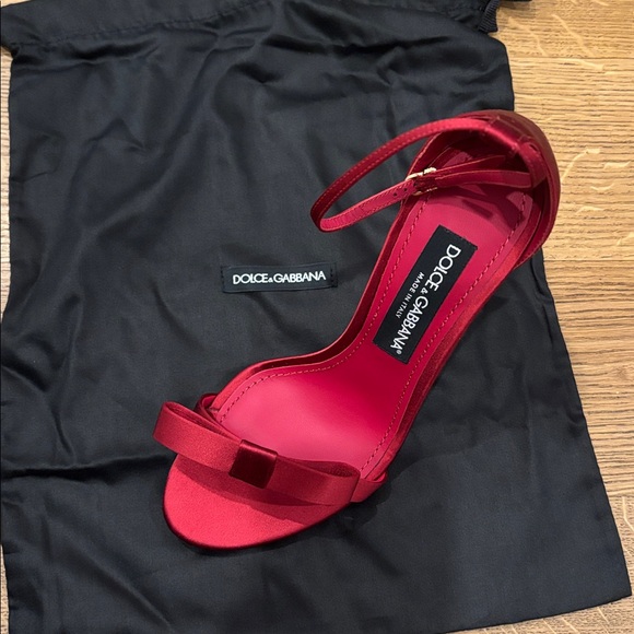 Dolce & Gabbana Crimson Satin Sandals - Picture 1 of 3